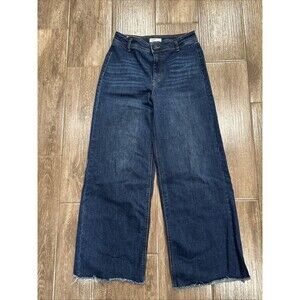 Women’s Denim Size 8 Dark Wash Wide Leg Oat New York Jeans EUC Raw Hem